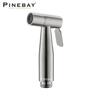 PINEBAY Stainless Steel Satin Bidet Attachment Toilet Shattaf Bidet Sprayer For Toilet