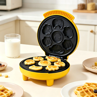 Machine à gaufres électrique pour la maison et la cuisine, 7 mini-gaufres personnalisées antiadhésives, machine à petit-déjeuner et collations DIY pour enfants