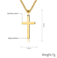 Collier avec pendentif en acier inoxydable lisse en forme de croix chrétienne simple, bijoux de mode pour couple, vente en gros, religieux 2026