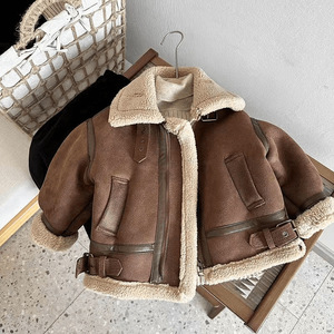 Ropa de Otoño para Niños y Niñas, Personalizada, con Forro Polar, Cuello Alto, Tapeta Oblicua, de Gamuza y Piel Sintética, Cálida y a la Moda - Product Image 2
