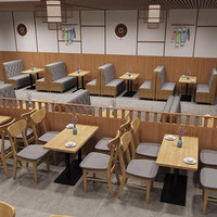 Banquette en bois rembourrée en cuir matelassé résistant à l'humidité, table à dîner en bois, cloison de séparation, mobilier pour restaurant de thé