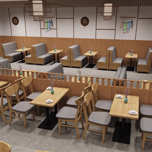 Banquette en bois rembourrée en cuir matelassé résistant à l'humidité, table à dîner en bois, cloison de séparation, mobilier pour <span class=keywords><strong>restaurant</strong></span> de thé - Product Image 5