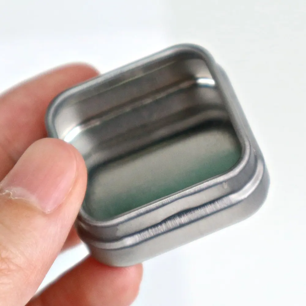 estojo de lata personalizado mini quadrado para anel de earplug