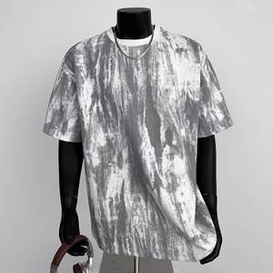 Camiseta de Manga Corta Vintage Americana para Hombre, Estilo Urbano, Diseño Moderno, Nueva, Gruesa, Holgada, Informal y Transpirable - Product Image 1