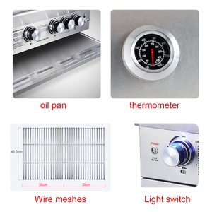 <span class=keywords><strong>Barbecue</strong></span> d'extérieur à <span class=keywords><strong>gaz</strong></span> et charbon de bois avec 4 brûleurs infrarouges, pour jardin et <span class=keywords><strong>balcon</strong></span>, avec fenêtre en verre - Product Image 4