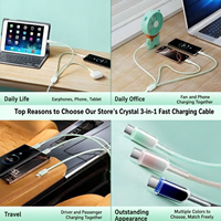 Kabel Data L Micro Type-C 120W 4 in 1 Pengisian Cepat Berbahan Nilon Kepang dengan Cangkang Kristal untuk iPhone Android  Dapat Dipesan Sesuai Kebutuhan