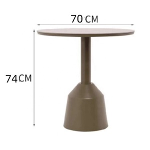 Table de bar extérieure ronde taupe de 70 cm, table haute en métal à piétement unique pour balcon, café - Product Image 2