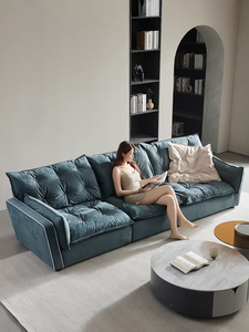 Sofá Seccional de Tres Plazas Sorrento de Estilo Minimalista Moderno, Tapizado en Cuero Genuino para Interiores de Villas y Residenciales - Product Image 4