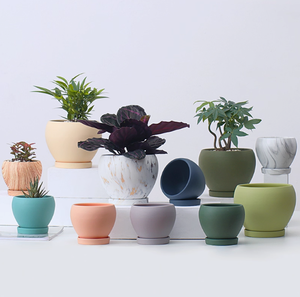 Kunst töpfe Nordic Modern Style Macaron Bunte große Keramik Porzellan glasierte Blumentöpfe mit Drainage Hausgarten - Product Image 4
