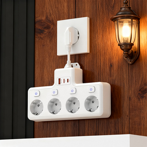 4-Outlet EU Surge Protector Power Strip Extension <strong>Socket</strong> 16A Rated <strong>Portable</strong> <strong>Plug</strong> Outlet Extender Multi <strong>Plug</strong> <strong>Socket</strong> - Product Image 1
