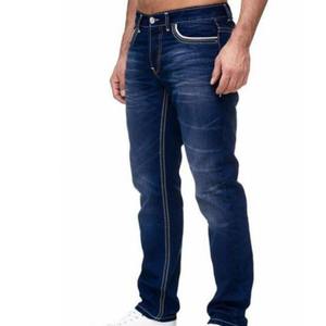 Erkek rahat çift hat Denim kot orta bel açık koyu yıkama cepler yumuşatıcı kumaş su geçirmez bahar yaz sonbahar - Product Image 6