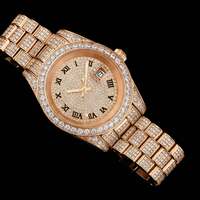 Montre Hip Hop de Luxe en Promotion – Cadran Rond Sertie de Pierres, Étanche et Résistante aux Rayures pour Hommes et Femmes