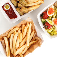 OOLIMA Boîte carrée compostable jetable en papier recyclé pour snacks, frites et emballage de sucre