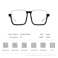 Gafas de Acetato y Aleación Borregls, Diseño de Marca para Mujer, Montura Cuadrada Extra Grande, Gafas de Gran Tamaño para Hombre, Lentes Ópticas 150257