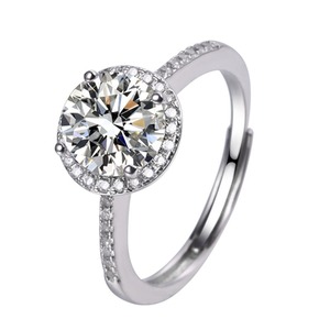 Anillos de joyería <span class=keywords><strong>Moissanite</strong></span> Compromiso <span class=keywords><strong>Moissanite</strong></span> Precios Descuento Forma redonda <span class=keywords><strong>Moissanite</strong></span> Anillo personalizado - Product Image 1
