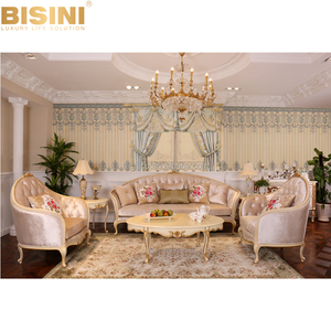 BISINI Elegante di Lusso In Legno Intagliato Divano Lungo, Oro Dipinto Tessuto Rosso Divano <span class=keywords><strong>Mobili</strong></span> di Design per Soggiorno - Product Image 5