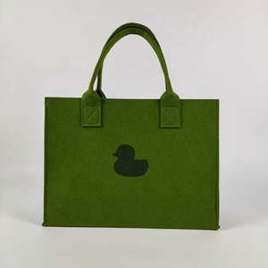 Bolso de mano de moda de alta capacidad para niñas, bolsos de mano de fieltro con logotipo impreso personalizado, bolso de mano de fieltro reciclado verde - Product Image 1