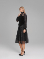 Nouvelle Robe Midi Femme Tissée Écologique Lavable avec Dentelle Creuse et Ceinture, Coupe Trapèze, Tendance, Élégante, Sexy, Noire, Décontractée pour Soirée