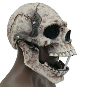 Máscara De Calavera De Halloween Con Mandíbula Móvil – Látex Suave Y Realista, Ajustable, Ideal Para Cosplay Y Fiestas De Terror