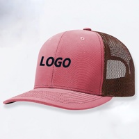Casquette Trucker en Maille Bicolore à Six Panneaux Personnalisée avec Logo Brodé Coloré Style Rétro Hip Hop Réglable