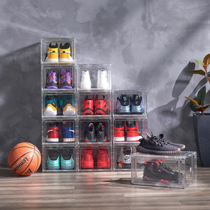 صندوق أحذية هنري OEM AJ مستطيل الشكل قابل للطي من البلاستيك الشفاف الأكريليك، منظم تخزين للأحذية الرياضية - Product Image 6