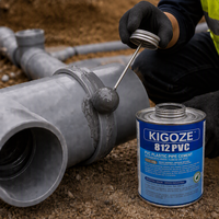 Ciment solvant PVC de qualité industrielle KIGOZE 812, colle PVC à prise moyenne et viscosité élevée pour tuyaux et raccords jusqu'à 12 pouces