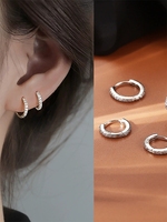 Anting-anting tusuk perak Sterling 925 EK476, model baru bergaya Ins, anting-anting gelang elegan, perhiasan wanita