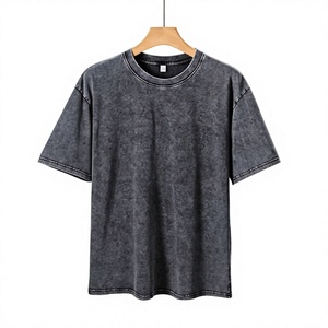 T-shirt Homme Oversize Boxy en Coton Lavé Style Décontracté avec Logo Personnalisé, Effet Délavé Vintage et Lavage Acide pour Streetwear - Product Image 1