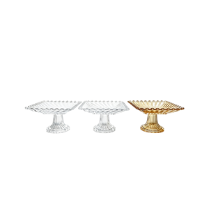 Plateau carré en verre perlé de style européen, élégant support à dessert en verre pour dîner en famille, réunion d'amis, vaisselle de fête - Product Image 2