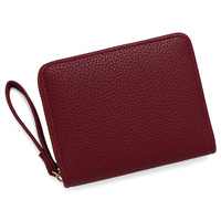 Dompet koin multi-slot kartu baru, warna solid motif kulit leci, kapasitas besar dengan ritsleting