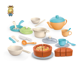 Ensemble de jeu de cuisine pour enfants en paille de blé, théière et ustensiles de cuisine, 20 pièces, jouet de simulation de cuisine - Product Image 1