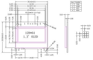 Módulo de Pantalla LCD LED Blanco Azul de 128*64 I2C de 4 Pines, Pantalla OLED de 128x64 de 1.3 Pulgadas - Product Image 4