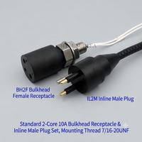 Connecteur sous-marin étanche HYSF SUBSEA IL2F standard 2 broches femelle en ligne 10A en aluminium et acier inoxydable pour câble sous-marin