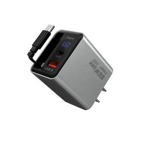 Chargeur de nitrure de gallium à affichage numérique ligne extensible 65W adapté aux adaptateurs de charge rapide <span class=keywords><strong>Apple</strong></span> et Huawei Type <span class=keywords><strong>C</strong></span> - Product Image 1
