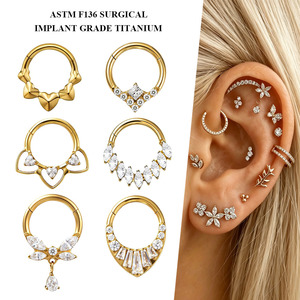Anillo de Nariz Articulado Freya ASTM F136 de Titanio, Anillos de Nariz, Anillos de <span class=keywords><strong>Labio</strong></span>, Joyería para Piercing de Septum para Mujeres y Hombres - Product Image 5