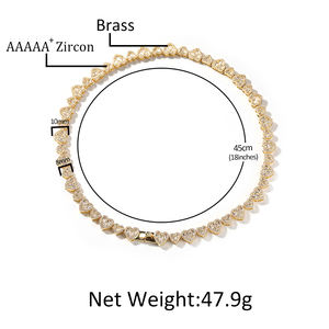 Collana Di Tendenza con Cuore in Zirconia Cubica Taglio Baguette e Bracciale con Cuori Grandi e Piccoli Gioielli Alla Moda per Donna e <span class=keywords><strong>Uomo</strong></span> - Product Image 2