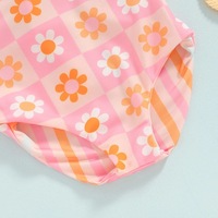 2025 été filles une pièce maillots de bain maillots de bain enfants Bikini maillot de bain réversible à carreaux marguerite Floral bébé filles maillot de bain