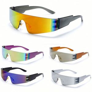 Gafas de Sol Deportivas de Una Pieza con Logotipo Personalizado, Lentes de Espejo, Sin Montura, Estilo Punk para Mujer - Product Image 1