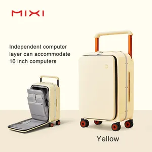 Mixi luxury designed alluminio TSA lock ruote mute carrello largo viaggio d'affari rolling spinner valigia set fornitore di bagagli