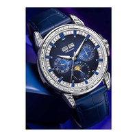 Montres mécaniques en acier pour hommes d'affaires, avec calendrier perpétuel en cristal et affichage 24 heures, conception d'usine et fabrication en série, pour marque privée