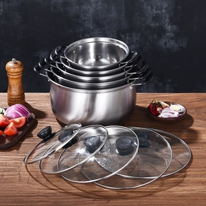 Juego de Ollas para Sopa de Acero Inoxidable de <span class=keywords><strong>5</strong></span> Piezas con Asas Negras para Cocinar - Product Image 4