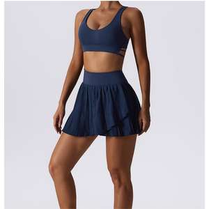 Hızlı kuru seksi Racer geri kayış spor sutyen bayan spor 2 in 1 spor pilili etek Golf yumuşak tenis kadınlar için setleri - Product Image 5