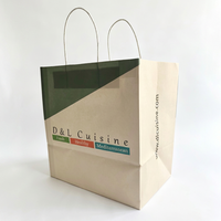 Sacs à emporter en papier kraft écologiques imprimés sur mesure, fond large avec corde, 120 g/m², blanc, recyclables, gaufrés, vente en gros, sacs cadeaux
