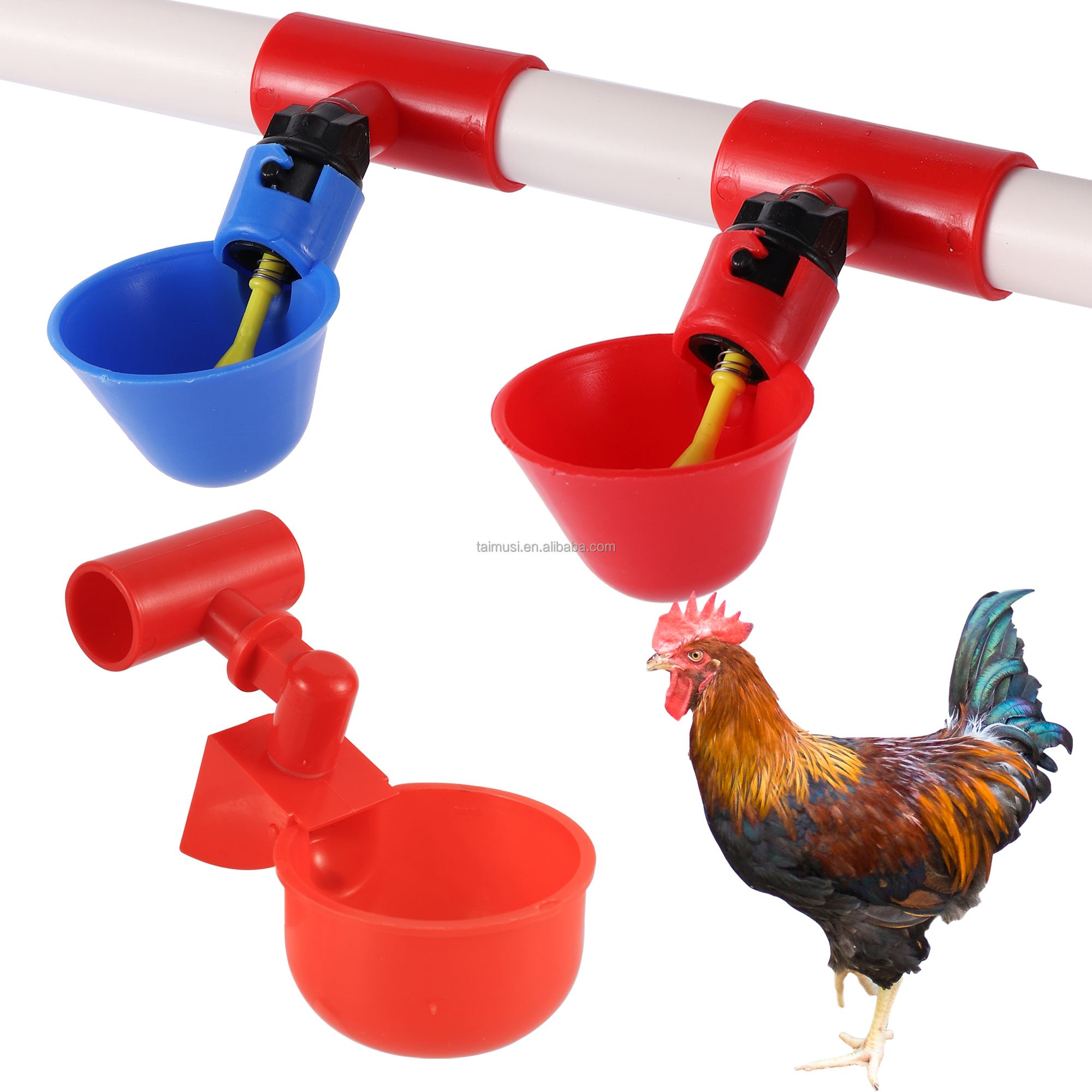 Myenne 20pcs Chicken Waterer Poultry Drinker Pigeon Quail Drinking Bowl Rubin Water Mouth Poultry 6 Point Red - View #12
