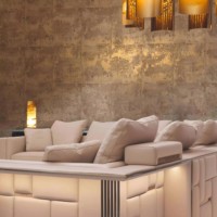 Juego de sofás modulares de cuero y madera en forma de L para sala de estar, muebles, sofá modular italiano de lujo moderno con luz Led