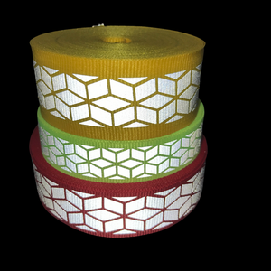 Groene Reflecterende Eco-Vriendelijke Polyester <span class=keywords><strong>Webbing</strong></span> Lint Ruit Naai-Op Stof Trim Strip Voor Kleding Diy Ambachten Huisdier Kragen - Product Image 5