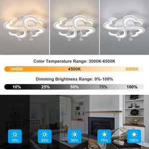 Modern LED <b>Ceiling</b> <b>Light</b> Four Headed Flower <b>Ceiling</b> <b>Light</b> Fixture with Crystal <b>Remote</b> <b>Control</b> Indoor Household <b>Light</b> Decoration - Product Image 2
