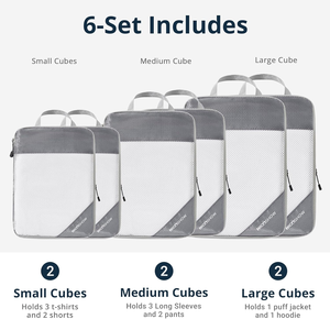 6 Set Tas Kompresi Ritsleting Nilon untuk Perjalanan, Ringan, Hemat Ruang, Perlengkapan Esensial Wanita, Abu-abu, Set <span class=keywords><strong>Organizer</strong></span> Tas Perjalanan - Product Image 3