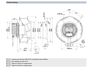 Ventilador centrífugo EC ebm-papst R3G310-RS05-J1 de aspas curvadas hacia atrás, soplador industrial para unidad de tratamiento de aire de ventilación HVAC - Product Image 4