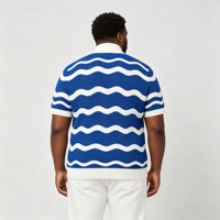 Pull en maille à carreaux brodé à motif ondulé simple pour homme, fermeture éclair quart de longueur, ODM OEM 'KTY'